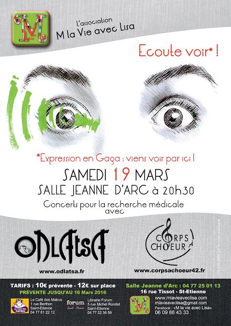Concert Samedi 19 Mars à 20h30, salle Jeanne d’Arc à Saint-Etienne
